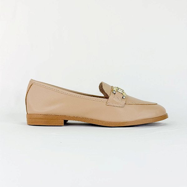 ELOISE - MOCASSIM FEMININO  NUDE EM COURO LISO 1865