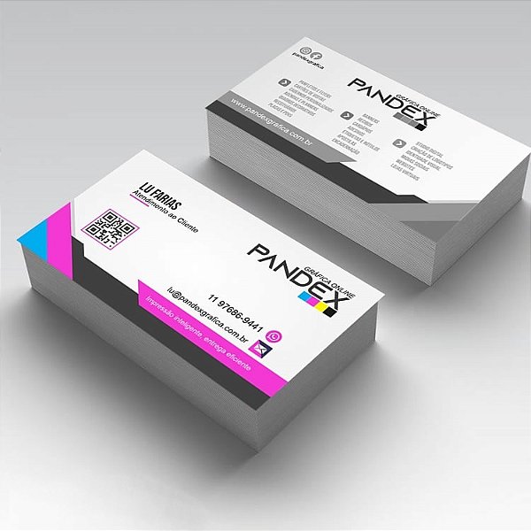 Cartão de visitas Couchê Brilho 250g colorido frente e verso preto e branco