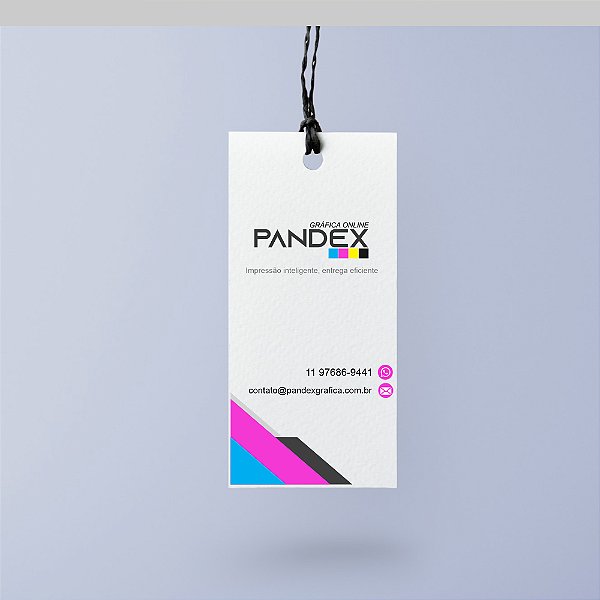 Tag Personalizada couché 300g 4x0 colorido frente e verniz localizado
