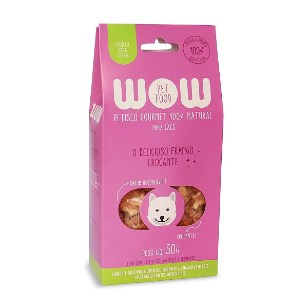 Petisco Natural Gourmet para Cães Frango Crocante - WOW Pet Food