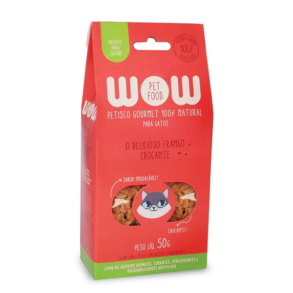 Petisco Natural Gourmet para Gatos de Frango Crocante - WOW Pet Food