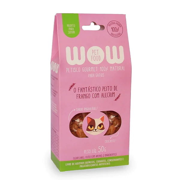 Petisco Natural Gourmet para Gatos de Frango com Alecrim - WOW Pet Food