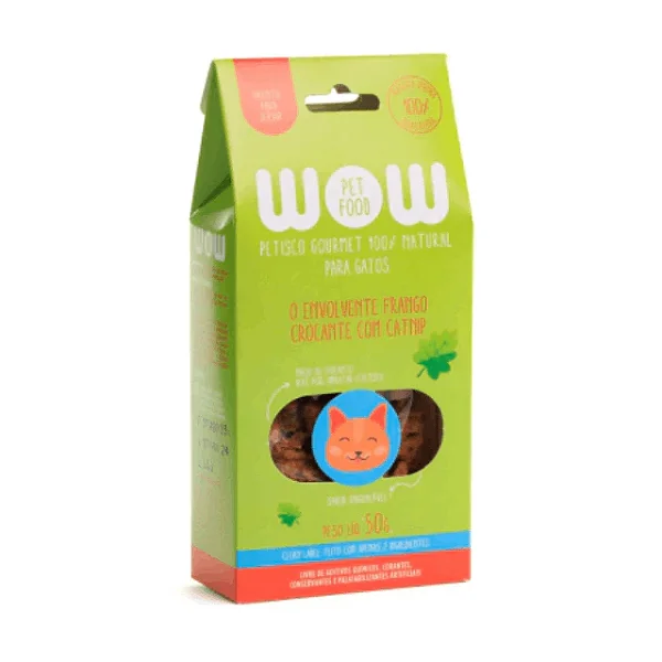 Petisco Natural Gourmet para Gatos de Frango com Catnip - WOW Pet Food