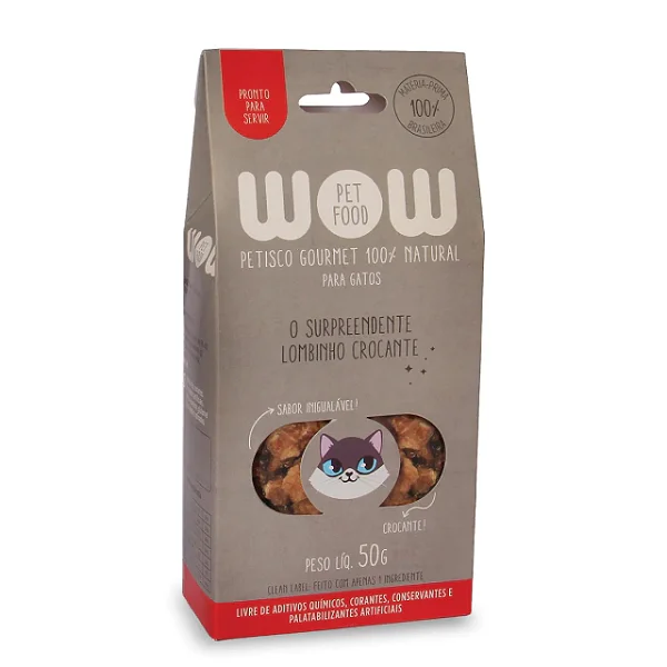 Petisco Natural Gourmet para Gatos de Lombinho Crocante - WOW Pet Food