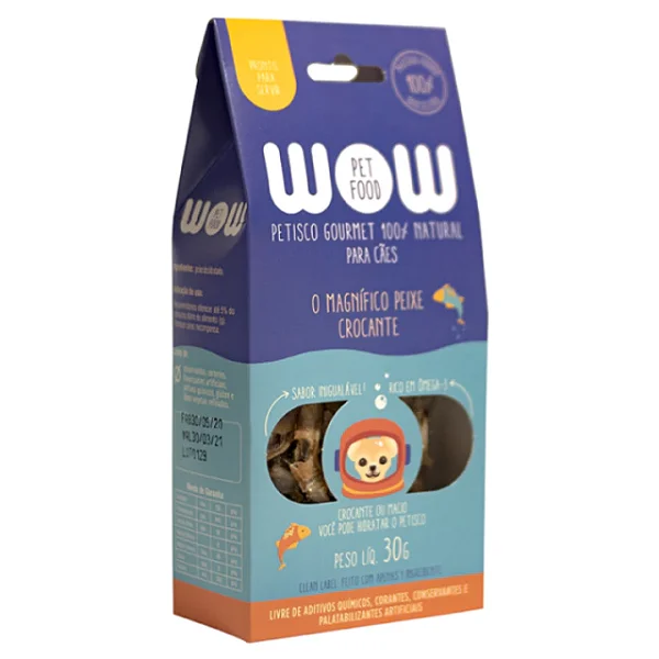 Petisco Natural Gourmet para Cães Peixe Crocante - WOW Pet Food
