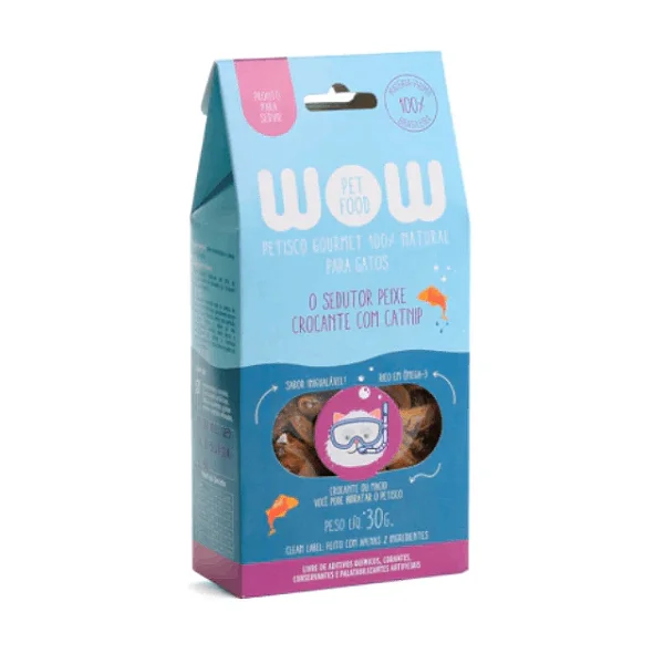 Petisco Natural Gourmet para Gatos Peixe com Catnip - WOW Pet Food