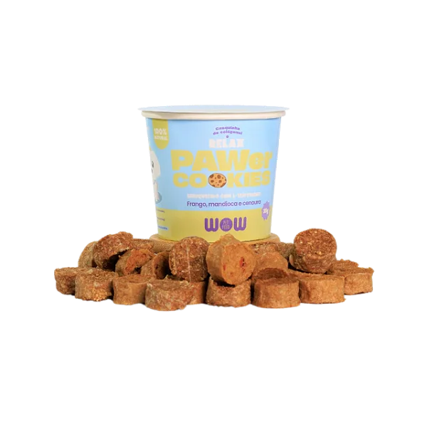 Petisco - PAWer Cookies Relax: Frango + Mandioca + Cenoura - WOW Pet Food
