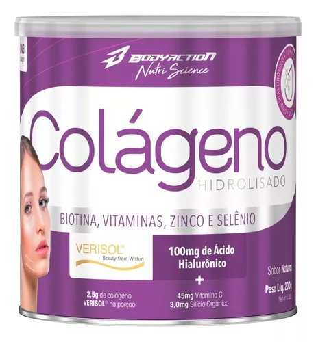 Colágeno hidrolisado - acido hialurônico 200g bodyaction uva