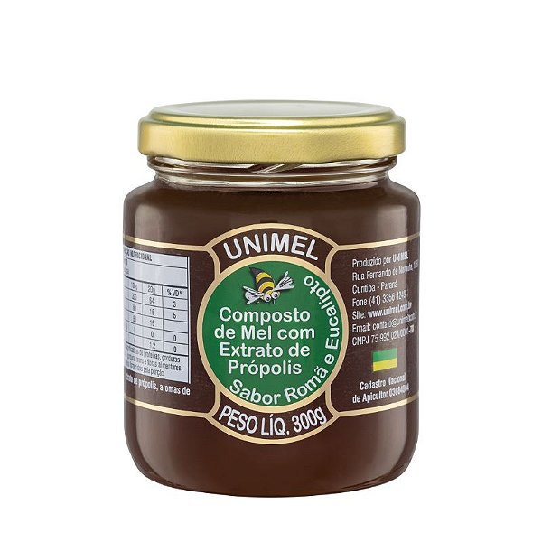 Composto de Mel com extrato de própolis, romã e Eucalipto 300g