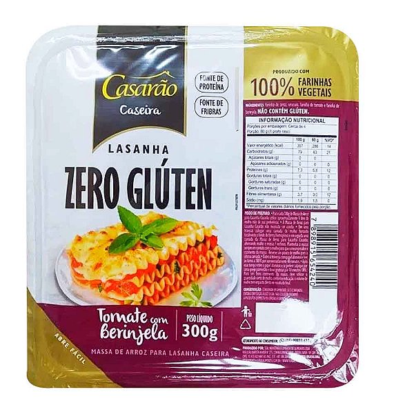 Lasanha sem glúten - Tomate com Berinjela 300g