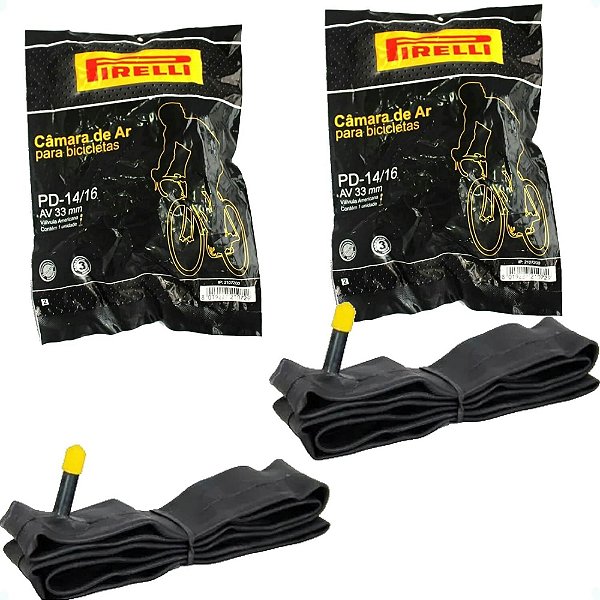 2 Câmaras de Ar P/Bicicletas Aro 14/16 Marca Pirelli Bico Grosso