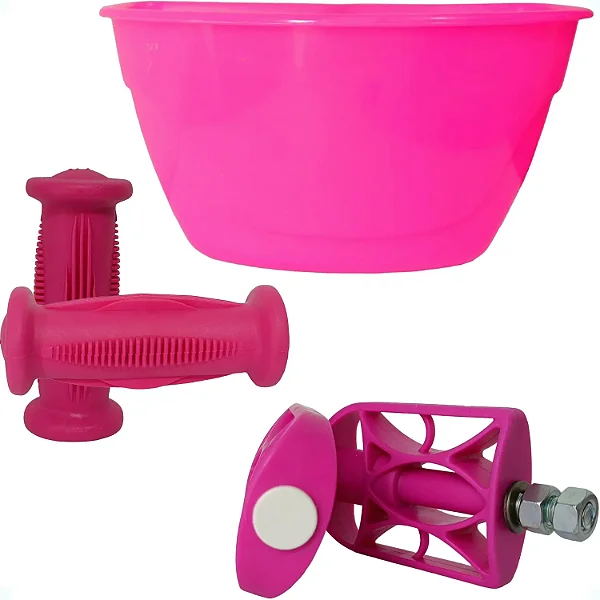 Kit Cestinha Pedal Manopla Para Bicicleta do Aro 12 Infantil