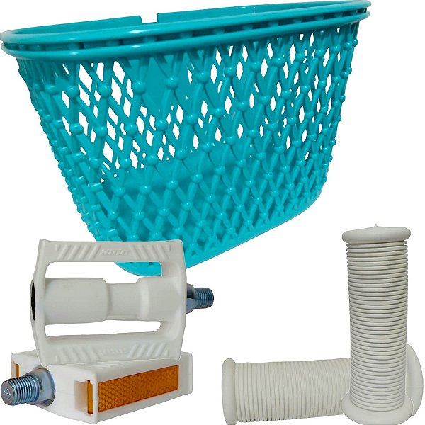 Kit Cesta Pedal Manopla Para Bicicletas Do aro 16-20 NATHOR