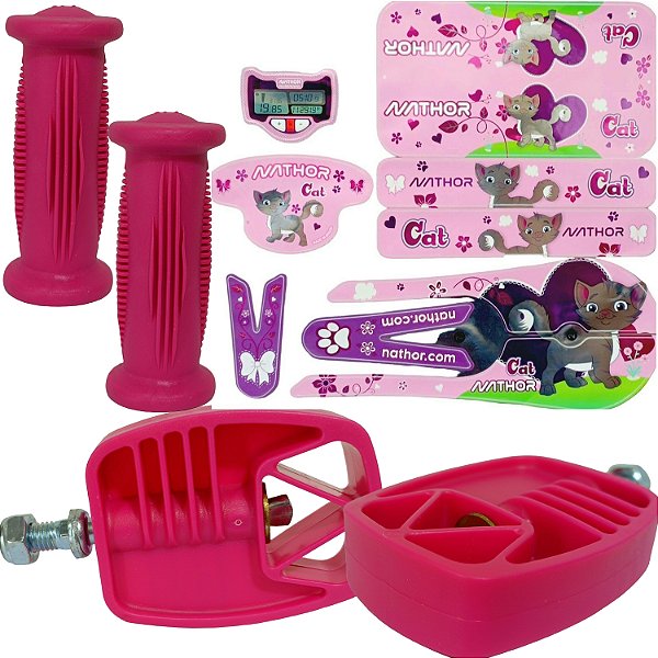 kit Pedal Adesivo Punho para Bicicletas do aro 12 Nathor COR: ROSA ESCURO