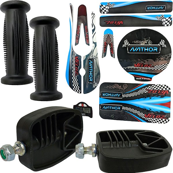 kit Pedal Adesivo Punho para Bicicletas do aro 12 Nathor COR:AZUL