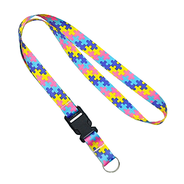 Cordão de Identificação Autismo - Quebra Cabeça Rosa