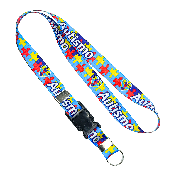 Cordão de Identificação Autismo - Quebra Cabeça Azul Escrito