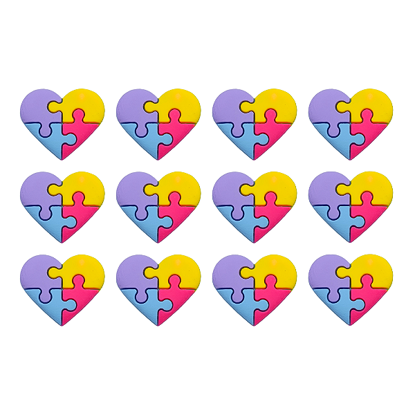12 Apliques Emborrachados - Autismo - Coração Rosa