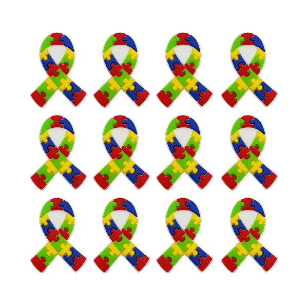 12 Apliques Emborrachados - Autismo - Laço