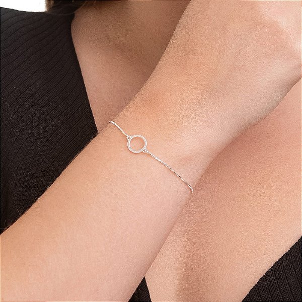 Pulseira Veneziana em Prata 925 Círculo Vazado