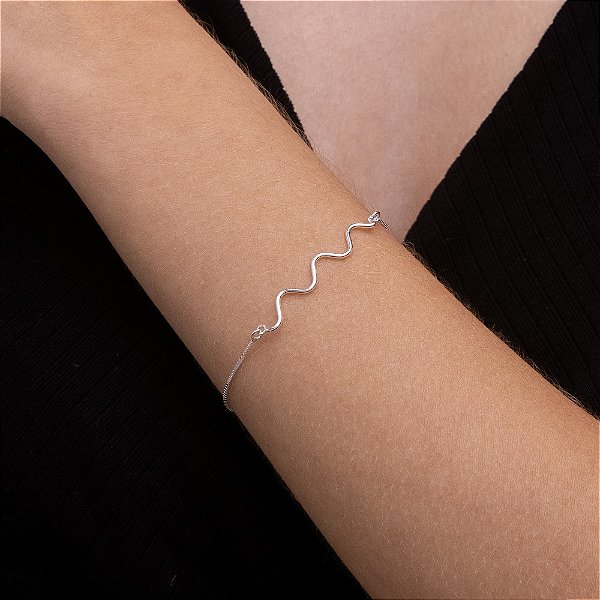 Pulseira Veneziana (V15) em Prata 925  com Fio Ondulado