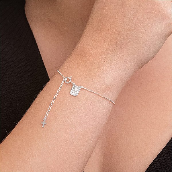 Pulseira Veneziana Escapulário Jesus Carmo em Prata 925