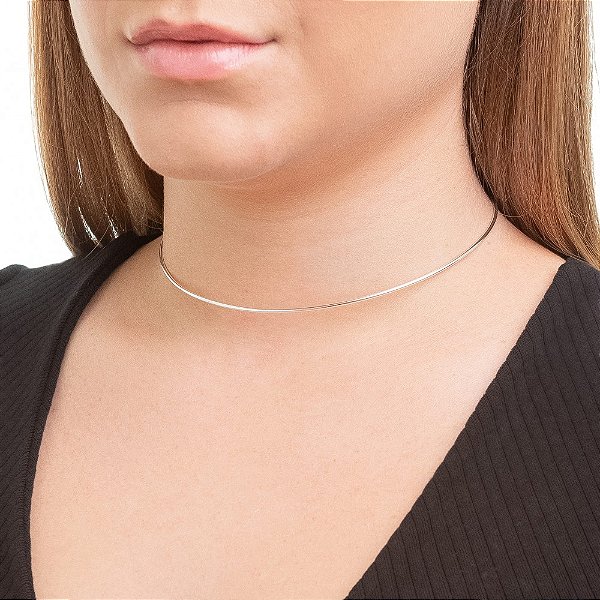 Gargantilha Choker em Prata 925 Fio Regulável