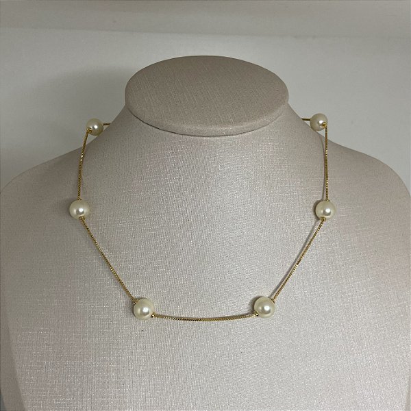 Colar com Pérolas Grandes-45CM