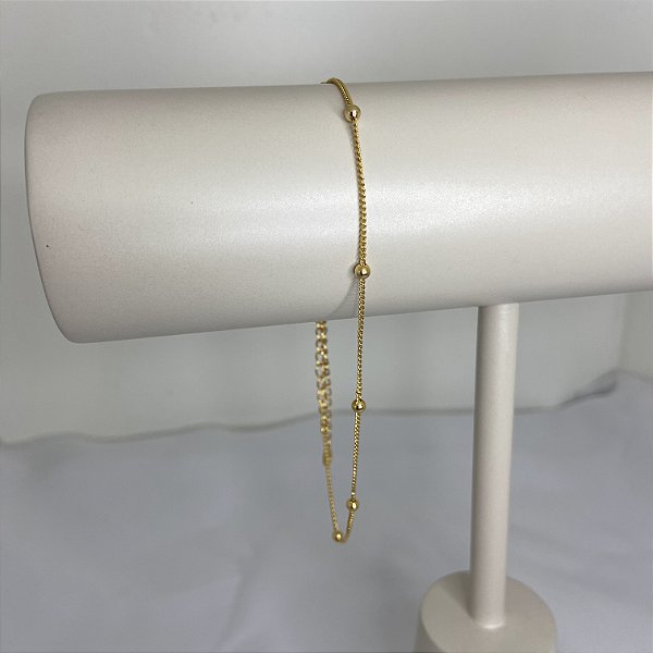 TORNOZELEIRA COM BOLINHAS DOURADAS