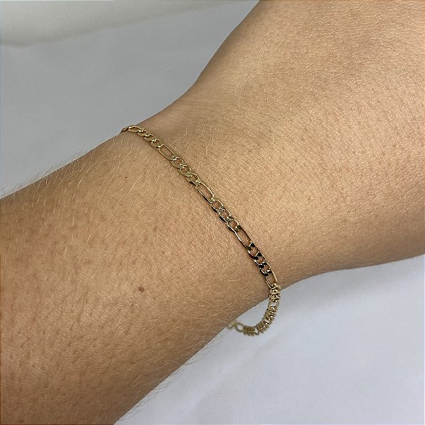 PULSEIRA ELOS 3X1  BANHO EM OURO 18K - 21CM