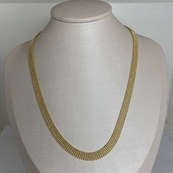 COLAR EM MALHA BOLINHA C/FECHO ELEGANTE RELOGIO
