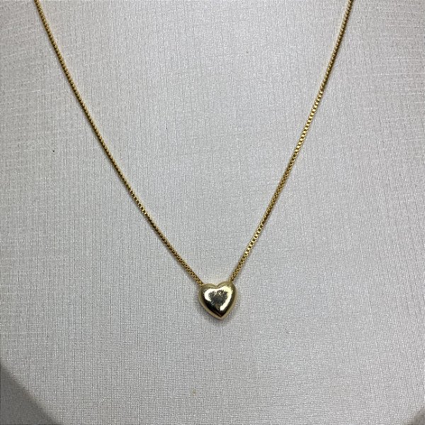 CORDÃO CORRENTE VENEZIANA COM CORAÇÃO MINIMALISTA