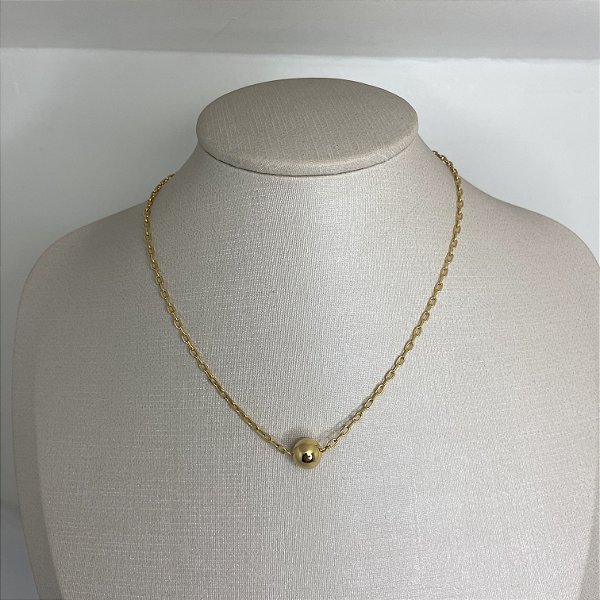 CHOKER COM BOLA DOURADO 40cm