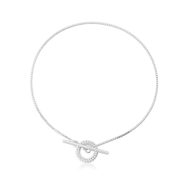 Pulseira Prata Regulável com Zircônia Cristal