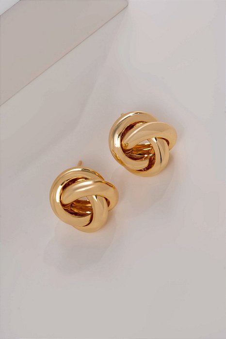 Brinco Nó Liso Dourado Feminino