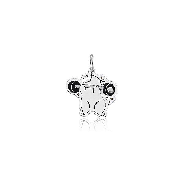 Pingente Capivara Halterofilista Prata 925