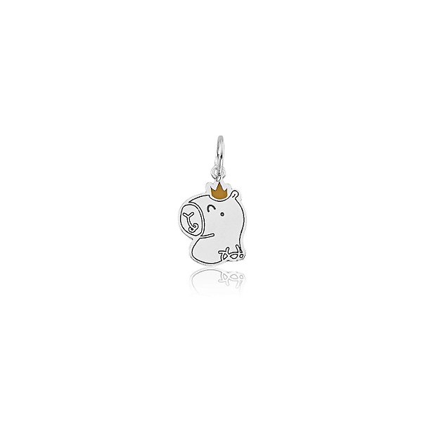 Pingente Prata 925 Capivara Coroa do Rei