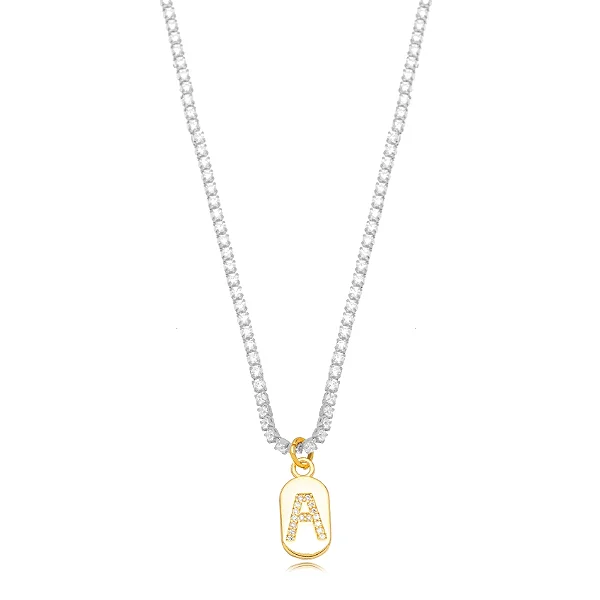 Choker Semijoia Riviera Banho Ouro 18k e Ródio Branco