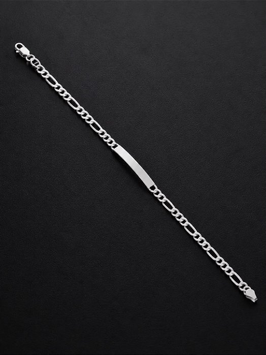 Pulseira Placa Prata 925 Elo Grumet 21cm