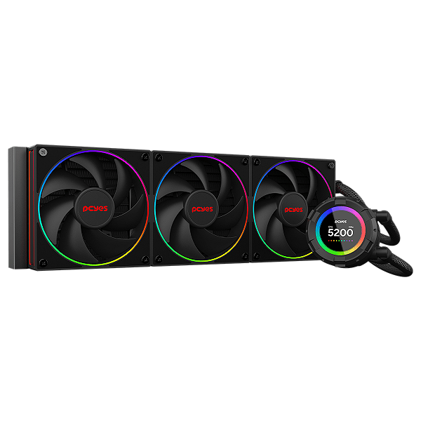 Water Cooler PCYes Vision Black Vulcan LCD 2,1" - 240mm / 360mm - Intel e AMD