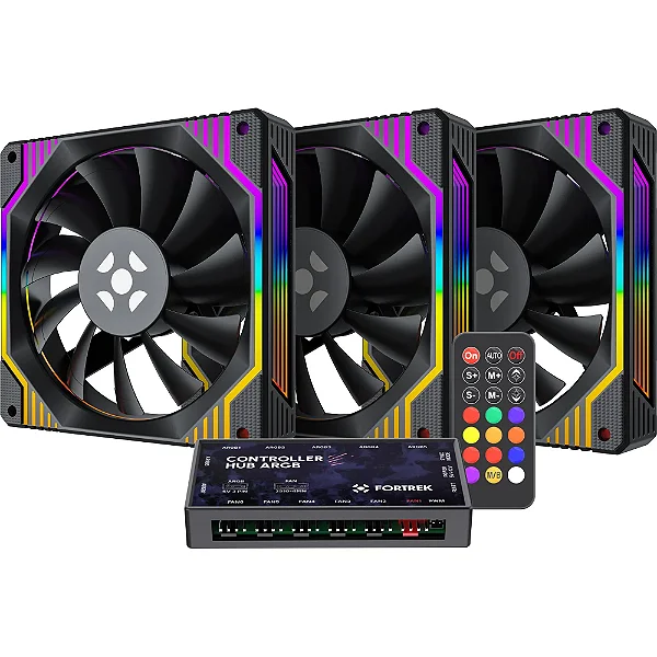 Kit Cooler Fan ARGB Fortrek Frosty Com Controladora/Controle