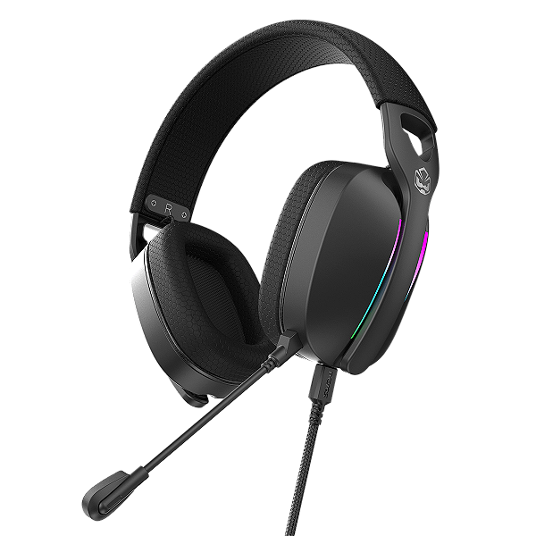 Headset Gamer Pcyes Nowy Black Vulcan, Usb Surround, Driver 40Mm, Rgb, Microfone Destacável