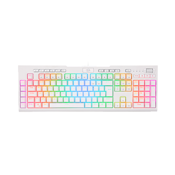 Teclado Óptico Gamer Redragon Brahma Pro RGB Branco Switch Blue ABNT2 K586W