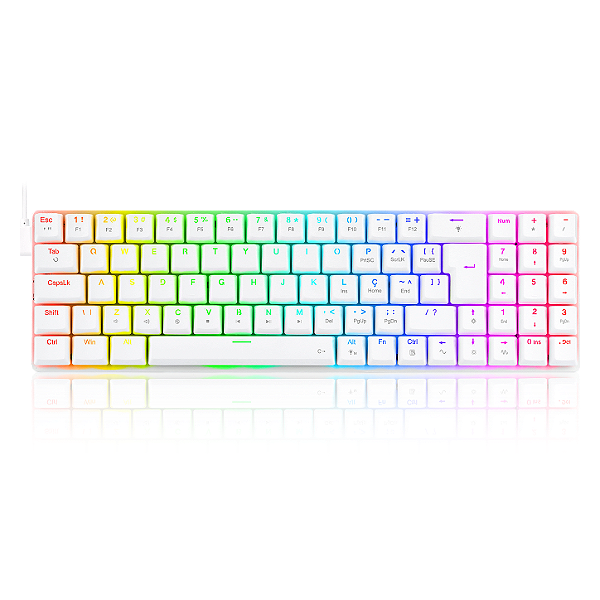 Teclado Mecânico Gamer Redragon Ashe RGB Branco 75% Switch Blue ABNT2 K626