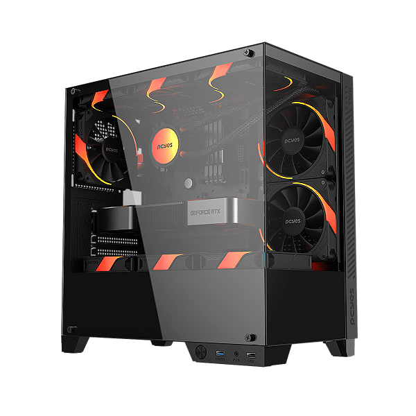 Gabinete Gamer Pcyes Forcefield Twr Black Vulcan