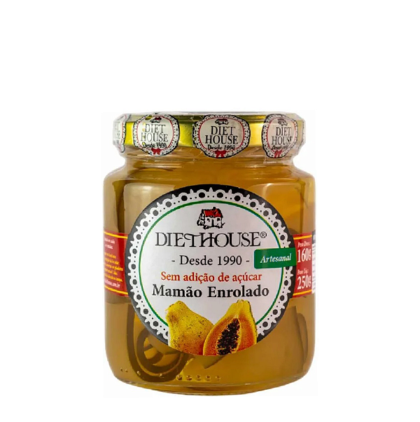 Doce Artesanal de Mamão Enrolado em Calda Zero Açúcar 250g