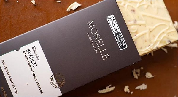 Barra ao Leite Branco com Pistache e Amêndoas Zero Açúcar 80g