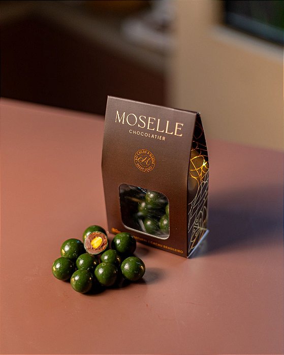 Drágea de Pistache 45% Cacau ao Leite Zero Açúcar 80g