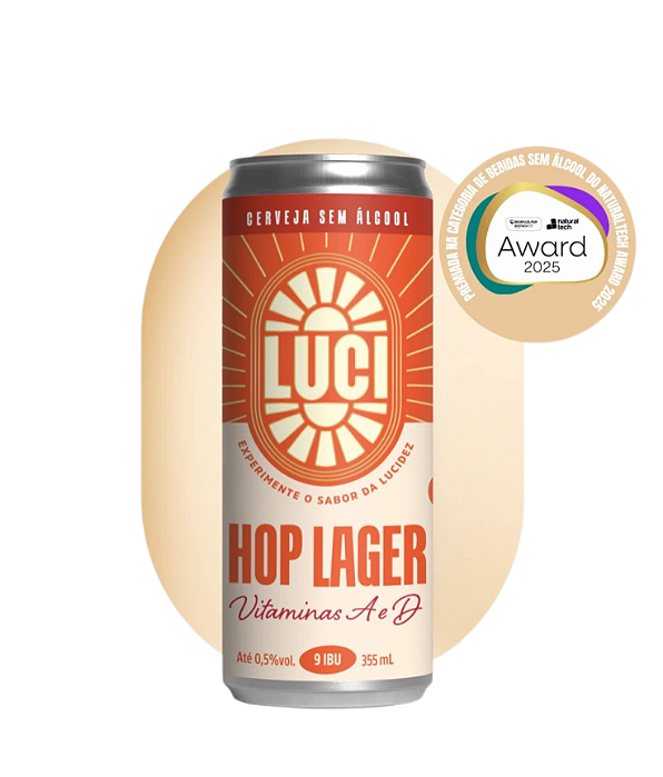 Cerveja Hop Lager Rica em Vitaminas A e D Luci 355ml