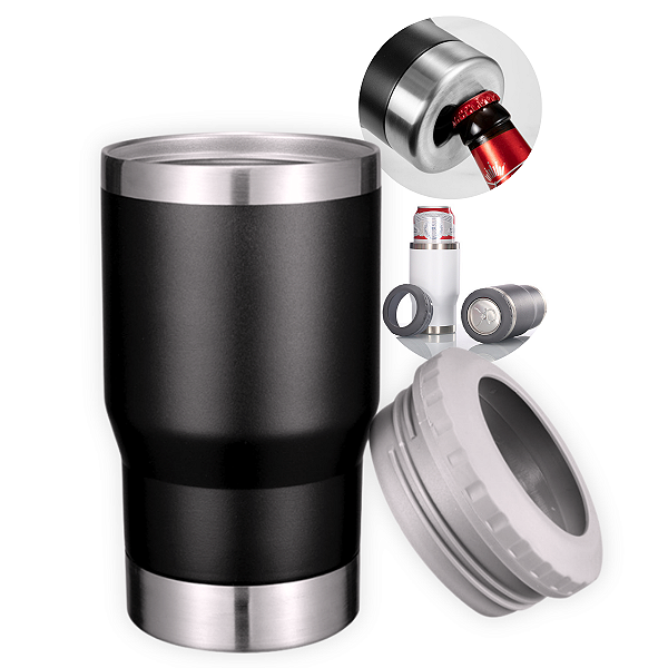Copo Térmico Inox 5 Em 1 420ml Bebida Quente Fria 2 Tampas